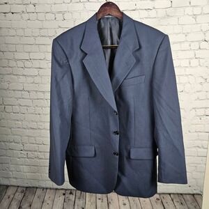 Sangiorgio Mens Navy Blue Marlane Virgin Wool 3 Button Blazer Jacket Made Italy